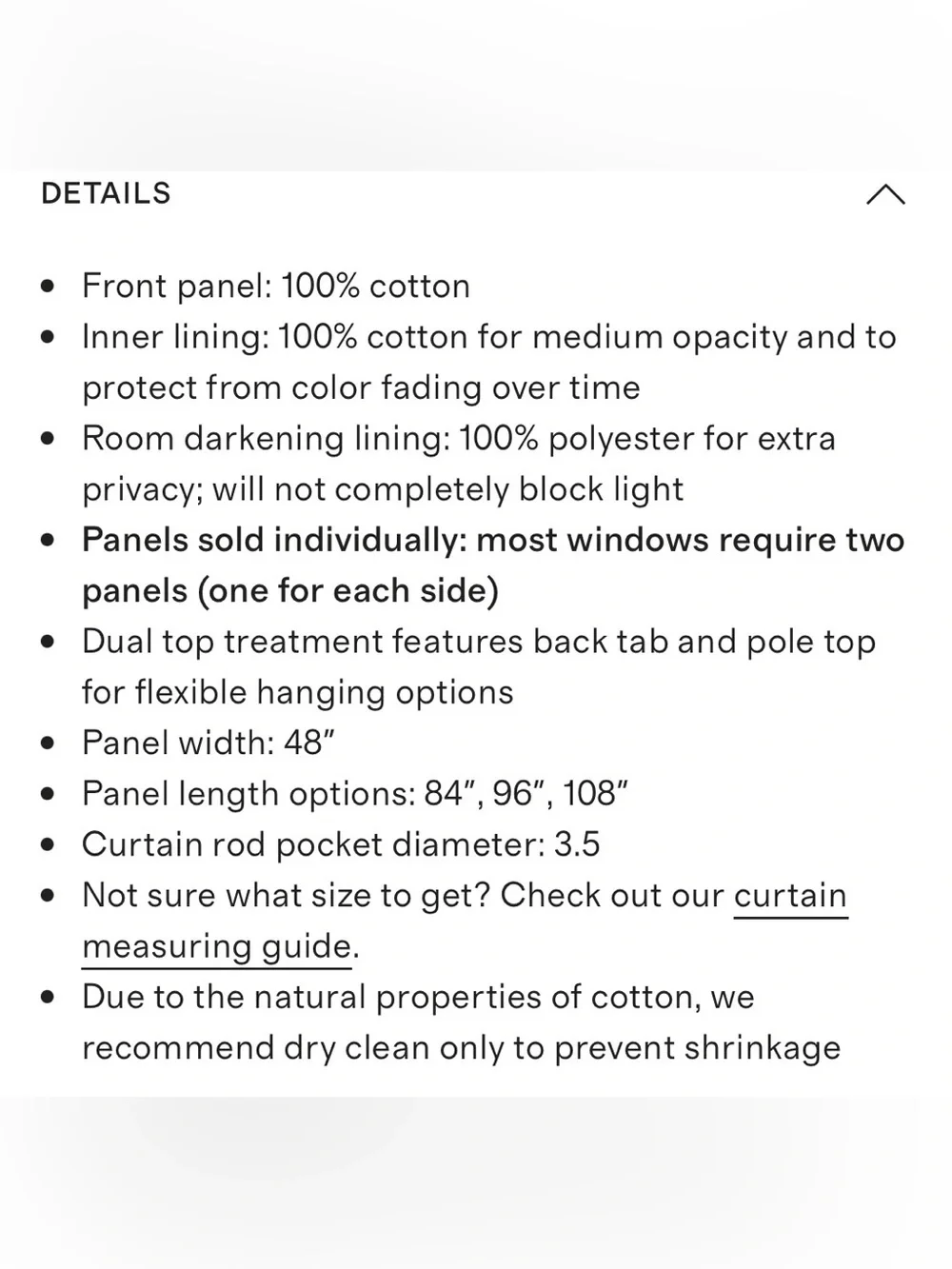 NEW Quince Cotton Slub Room Darkening Curtain - Single Panel (White) 48 X 108